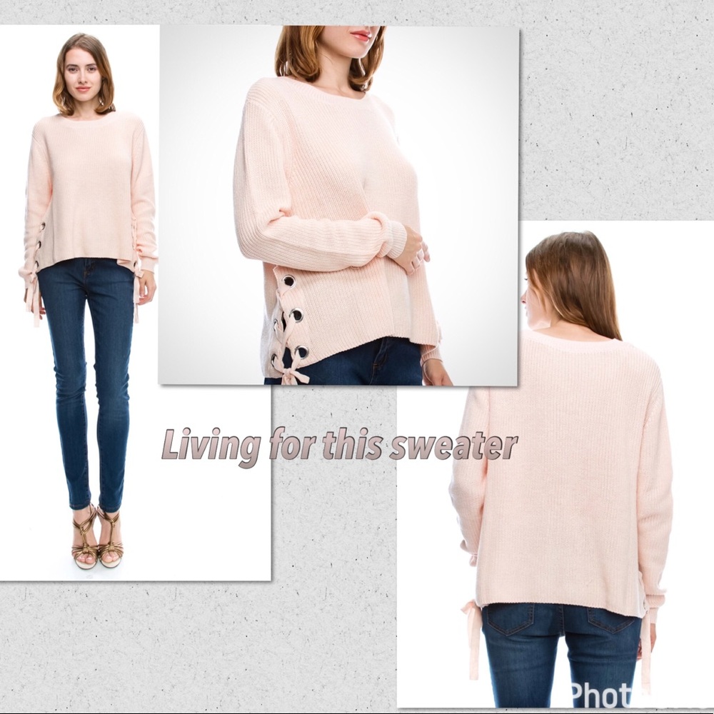 Mono B Pink Crew Neck Crop Sweater